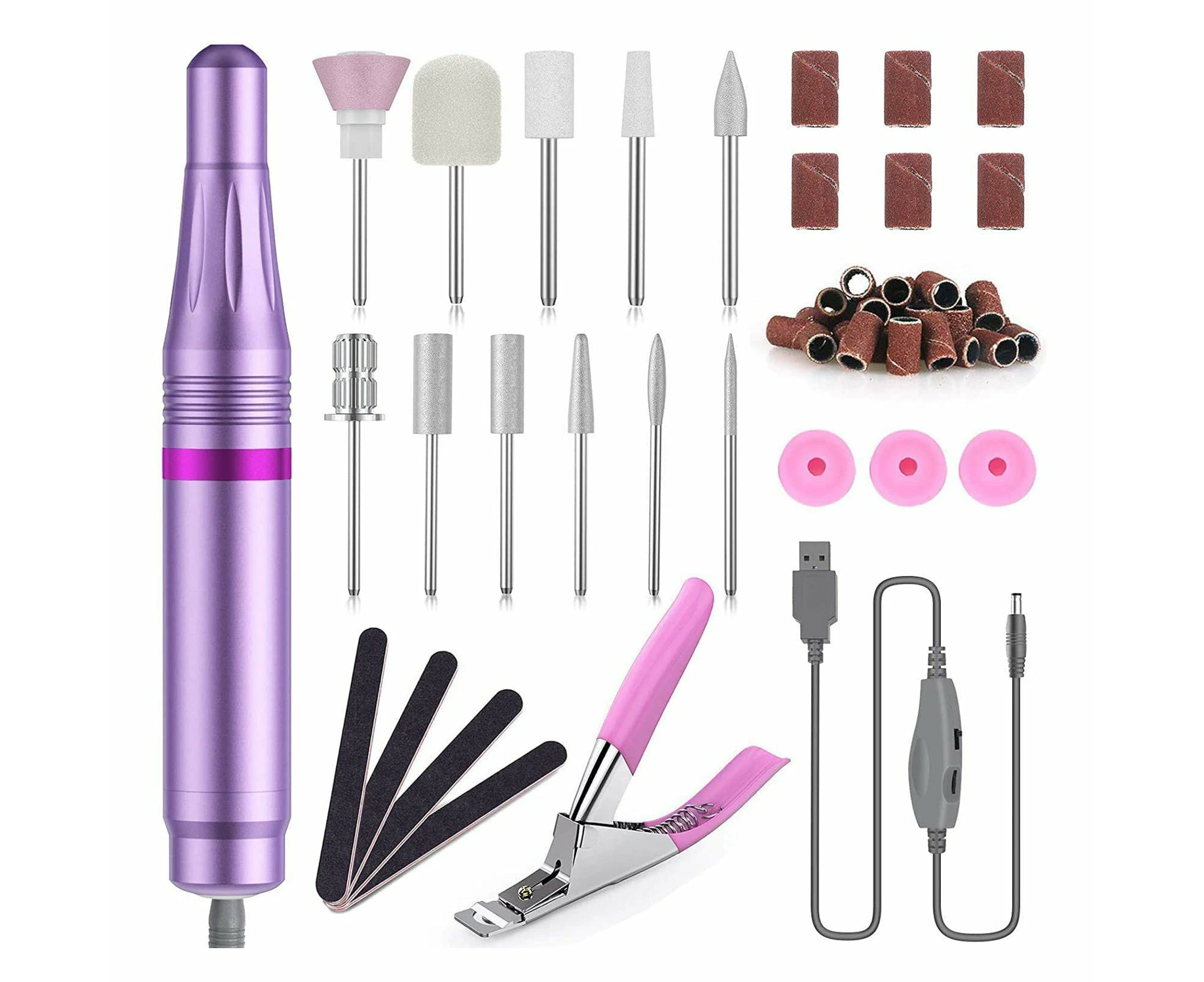 Rose Pink Electric Nail Files 20000 RPM Electric Manicure Pedicure Kit