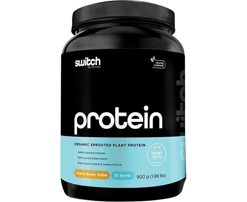 Switch Nutrition Protein Organic Sprouted Plant Peanut Butter Toffee 900g