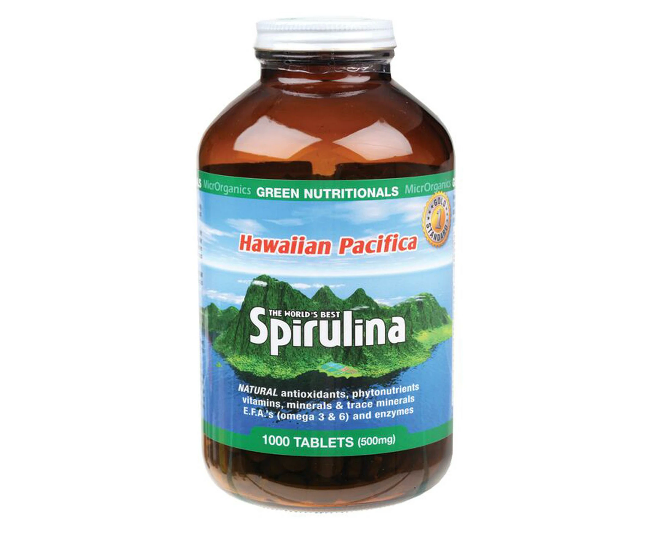 Hawaiian Pacifica Spirulina - 500mg, 1000 Tablets