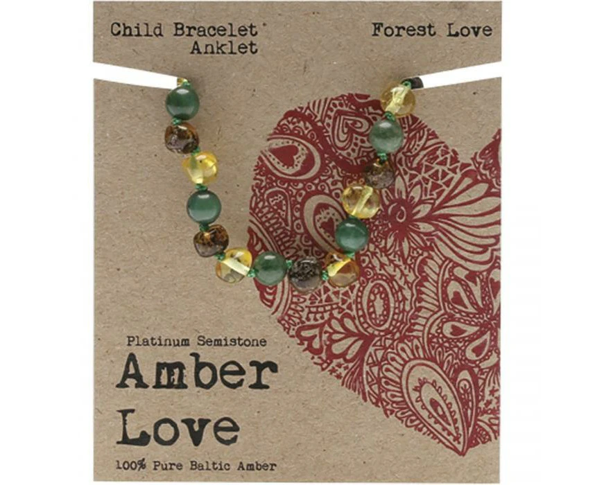 Amber Love Children's Bracelet/anklet 100% Baltic Amber - Forest Love 14cm