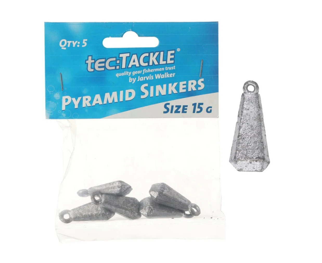 5 Pack of Jarvis Walker Size 15g Pyramid Sinkers