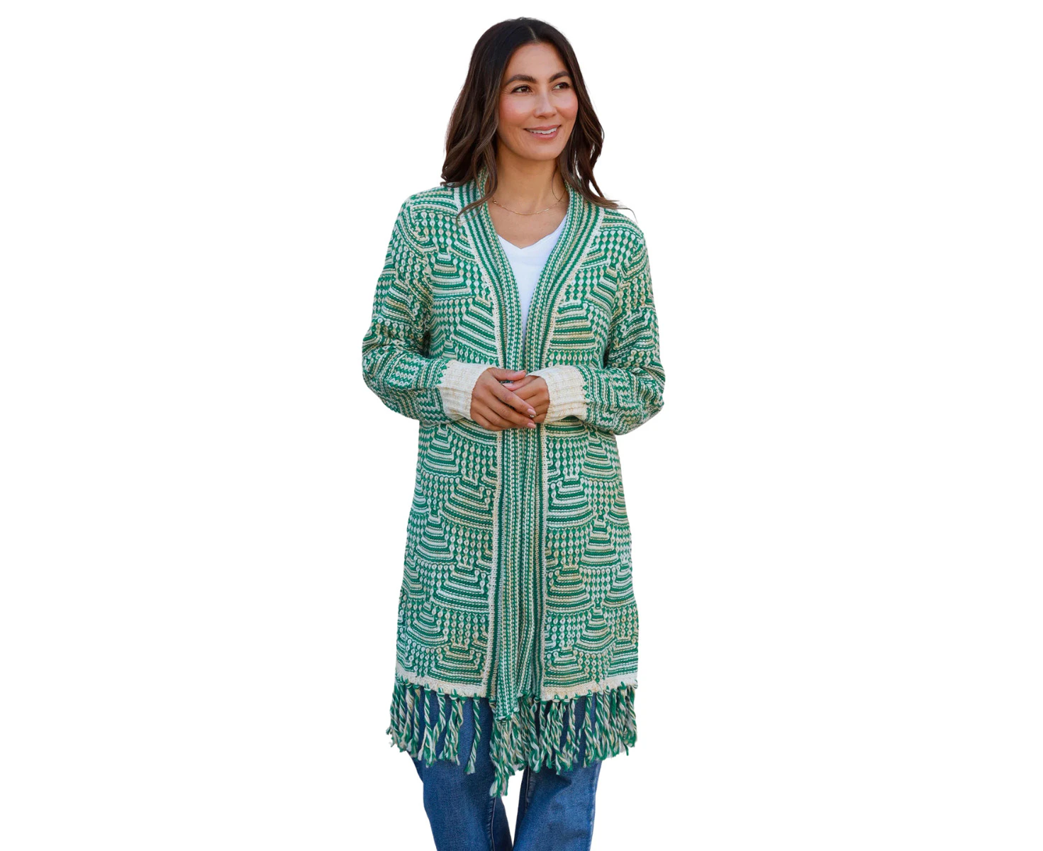 Ava Mia | Womens Long Knit Cardi (Green)