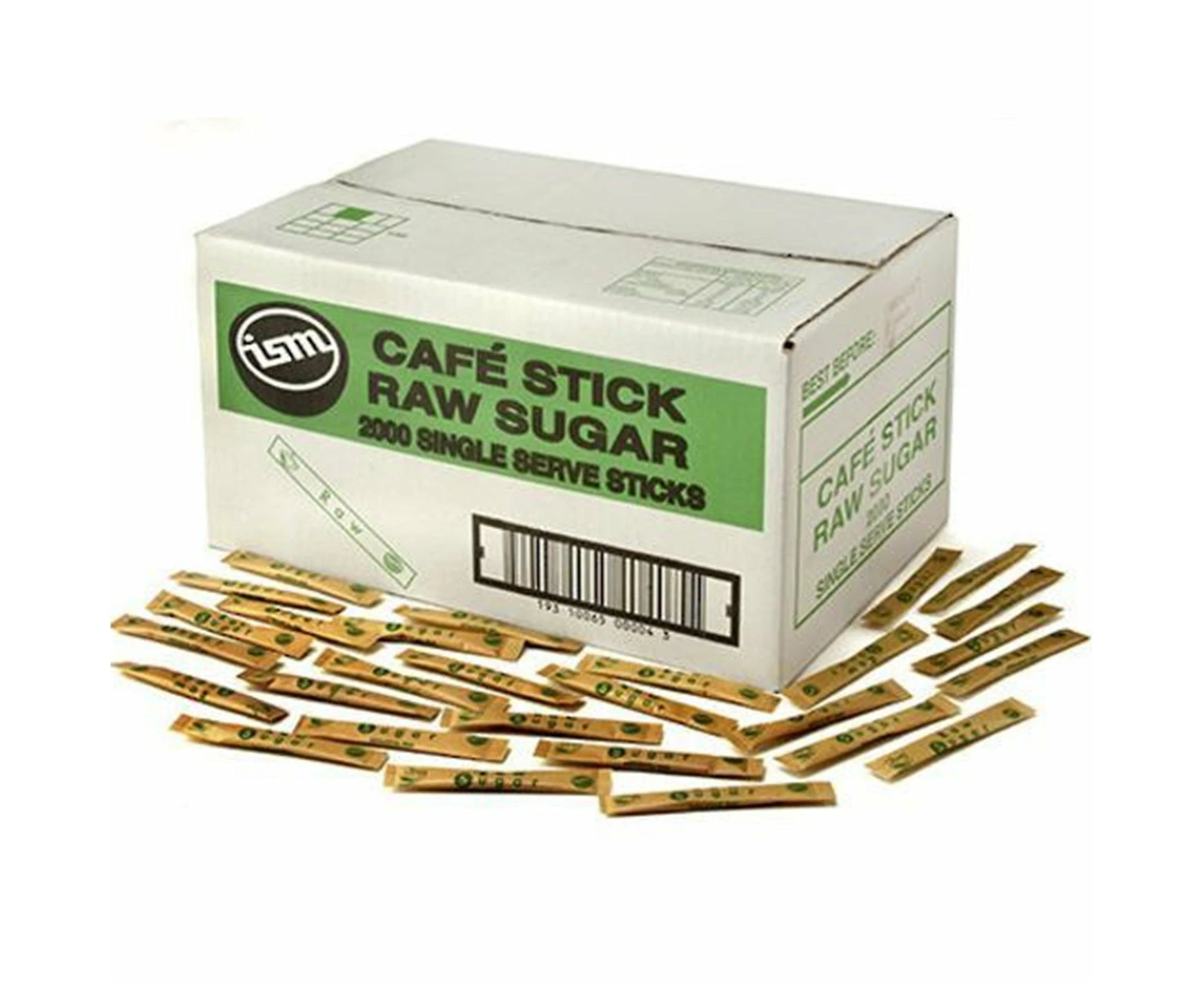 Ism Raw Sugar Sticks Single Serve 2000 Pack Carton Bulk Box