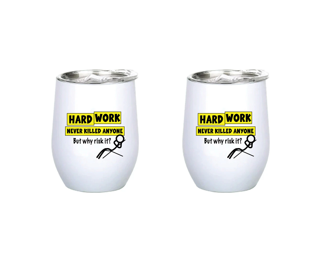 2x Hard World Never Killed 360ml S/S Vacuum Insulated Tumbler Double Walled Mug