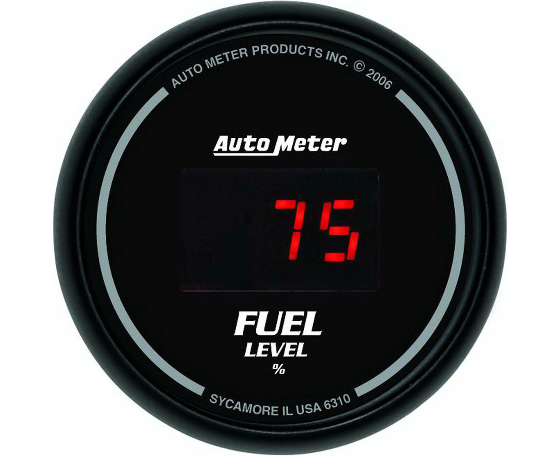 Auto Meter Gauge Sport-Comp Fuel Level 2 1/16 in. 0-280 Ohms Programmable. Digital Black Dial w/ Red LED Digital Each AMT-6310