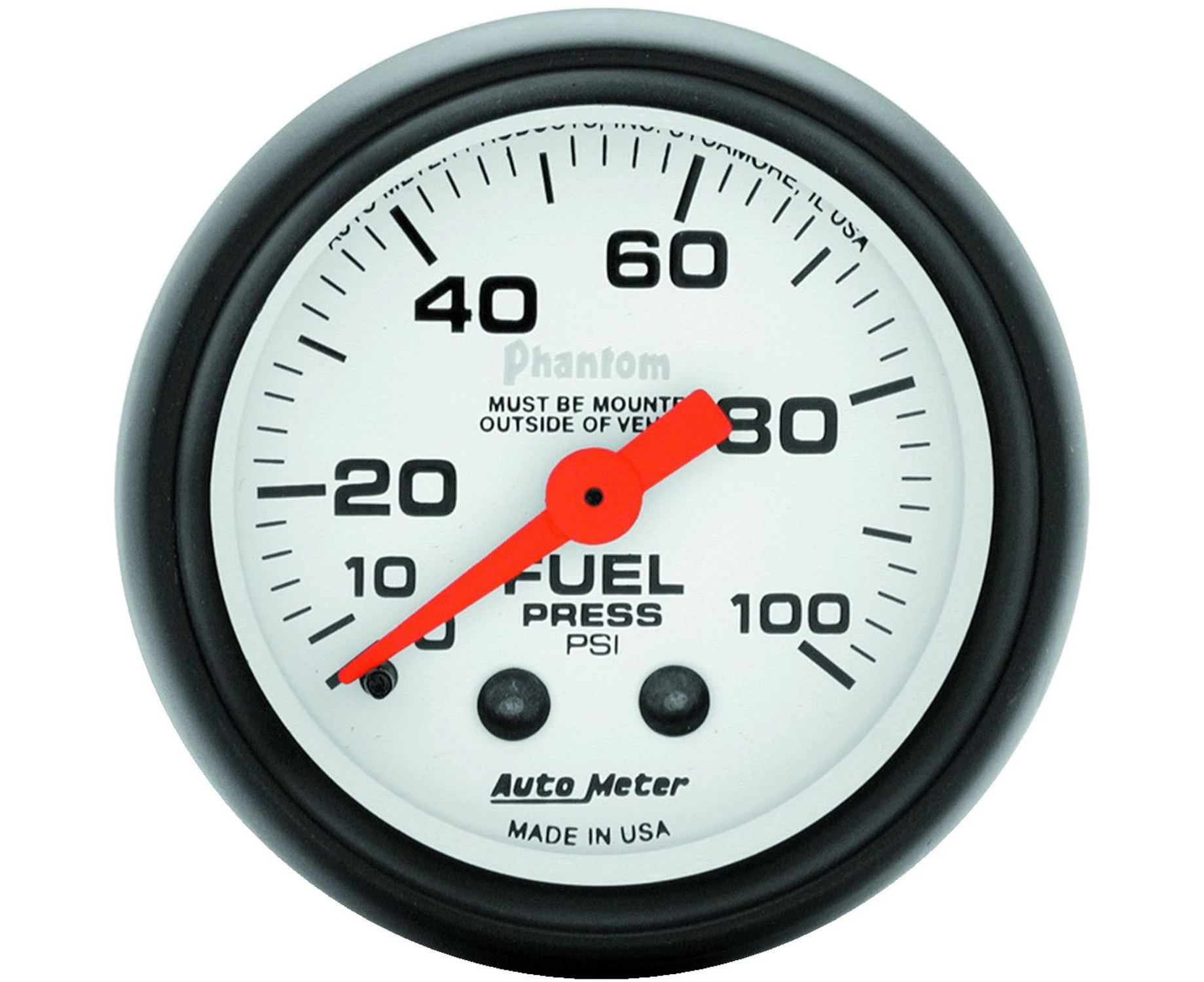 Auto Meter Gauge Phantom Fuel Pressure 2 1/16 in. 100psi Mechanical Analog Each AMT-5712