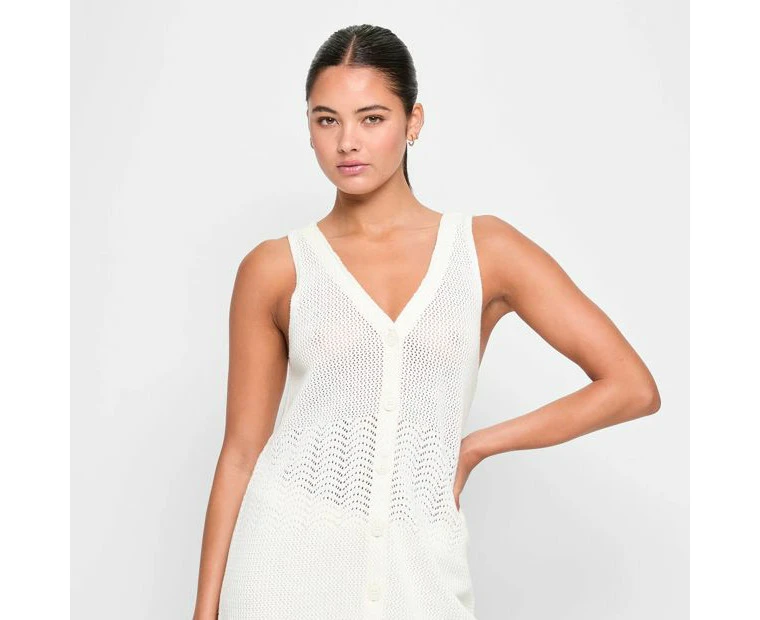 Australian Cotton Blend Crochet Tunic Vest - Lily Loves