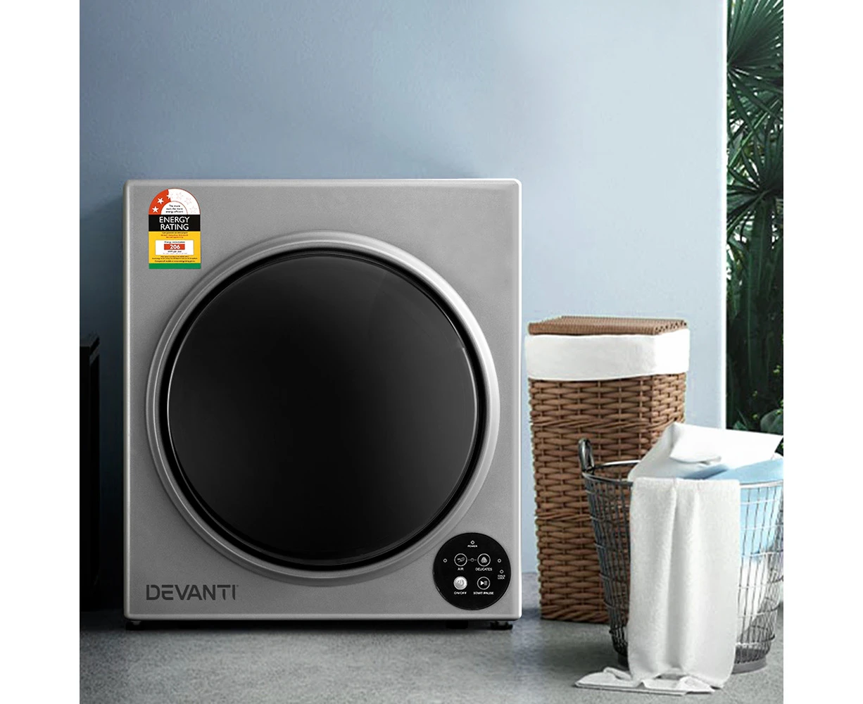 Devanti Tumble Dryer 5kg Fully Auto Silver