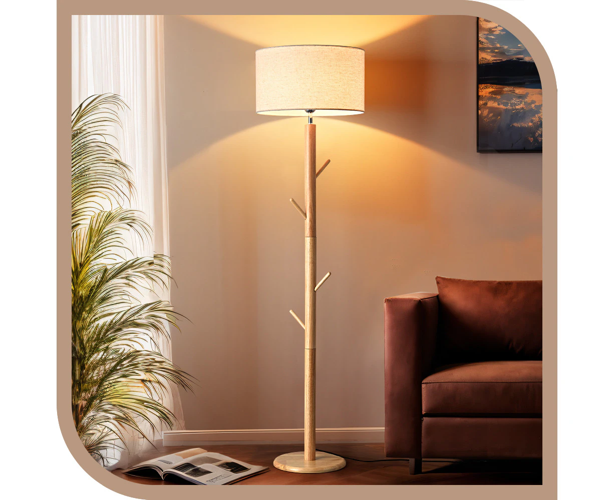 Krear Floor Lamp Standing Lamp Light with Clothes Rack for Office Living Room Bedroom 170CM Natural