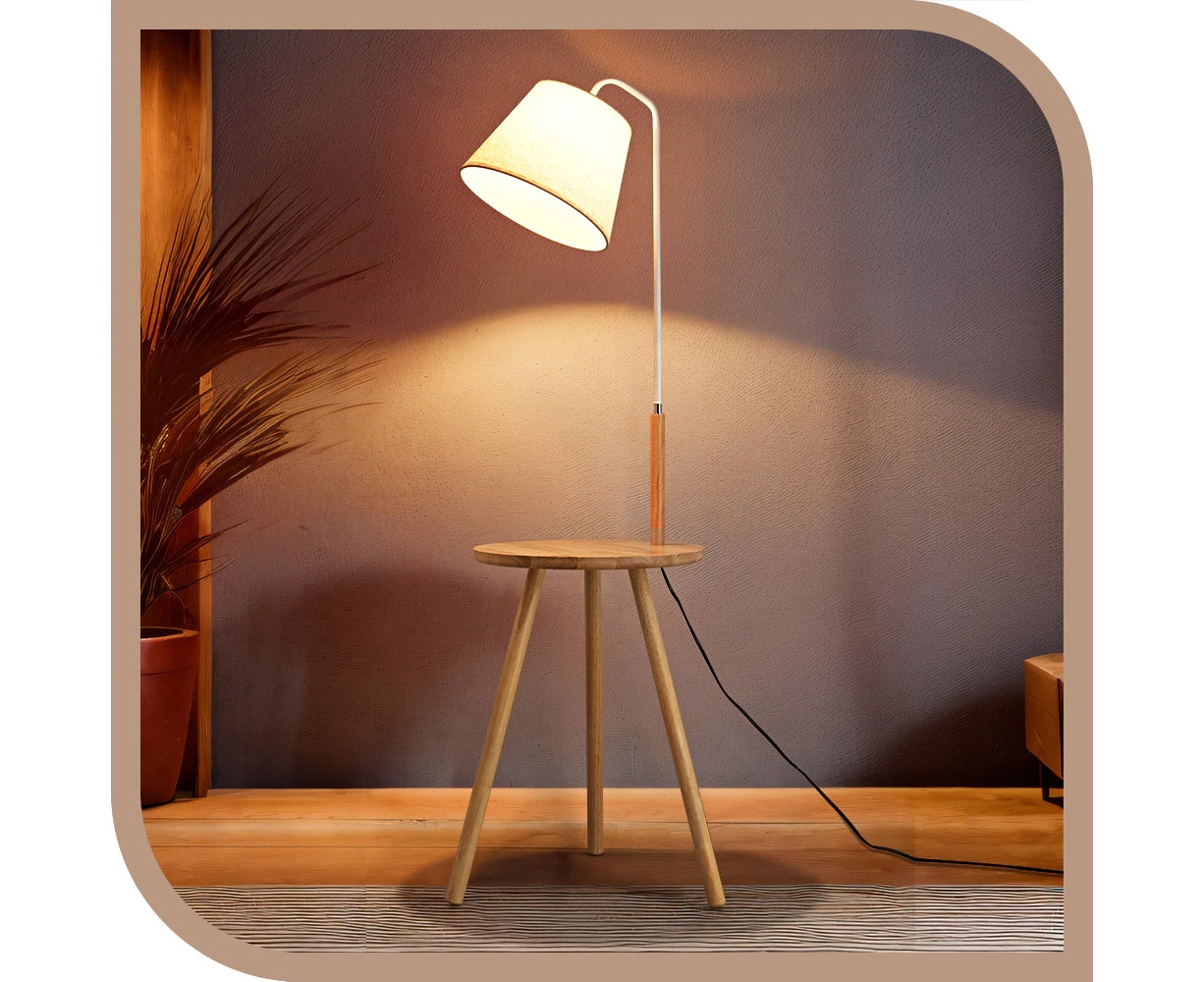 Krear Floor Lamp 1 Tier Shelf Table Lamp Storage Standing Lamp Home Living Room LED Light Natural