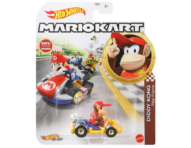 Hot Wheels Mario Kart Diddy Kong Pipe Frame Diecast Vehicle