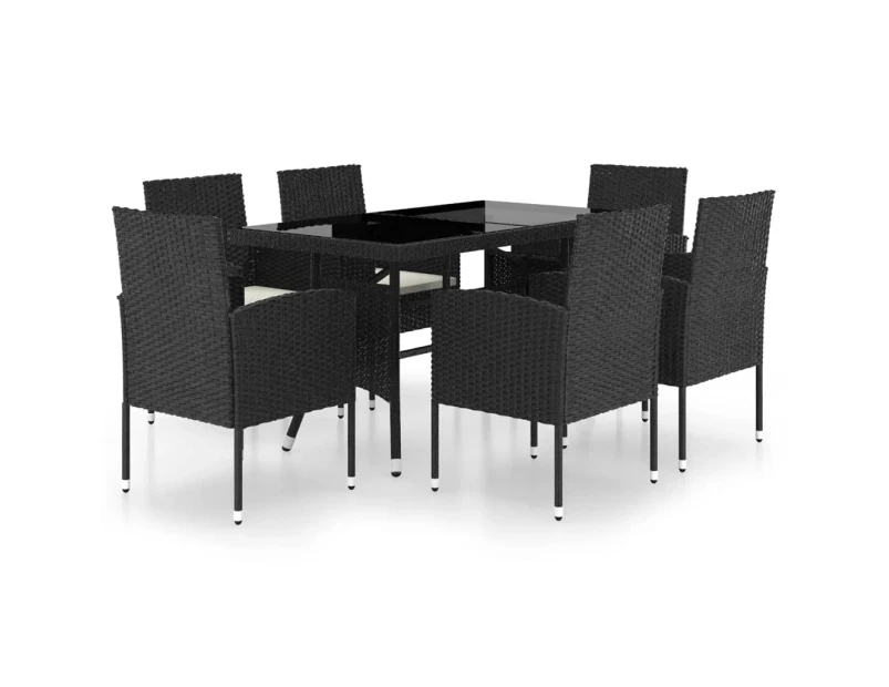 vidaXL 7 Piece Garden Dining Set Poly Rattan Black