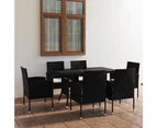 vidaXL 7 Piece Garden Dining Set Poly Rattan Black