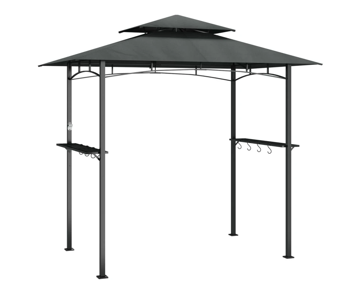 vidaXL BBQ Gazebo with Side Shelves Anthracite 240x150x243 cm Steel