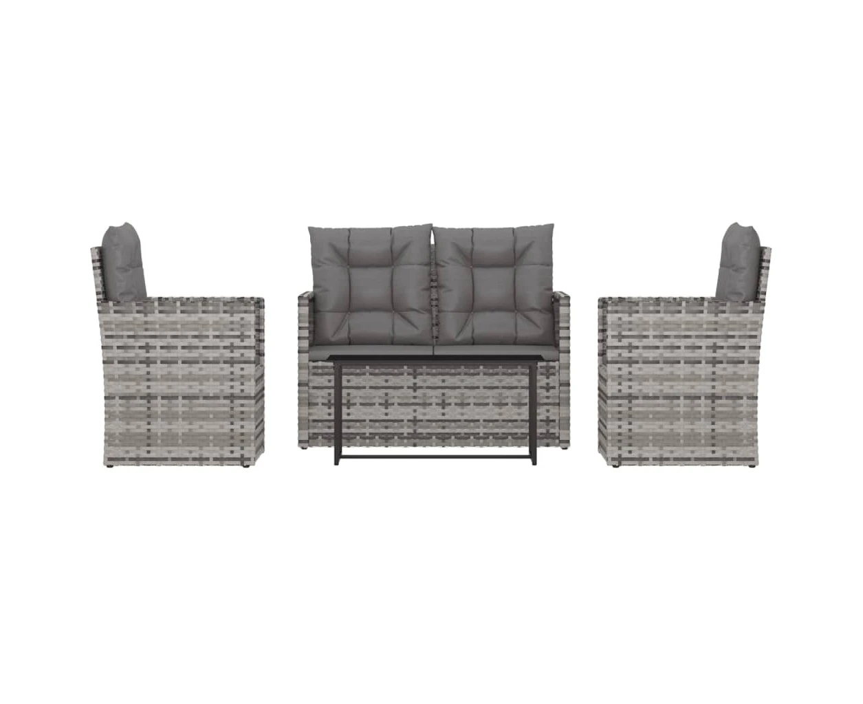 vidaXL 4 Piece Outdoor Lounge Set with Cushions Poly Rattan Grey