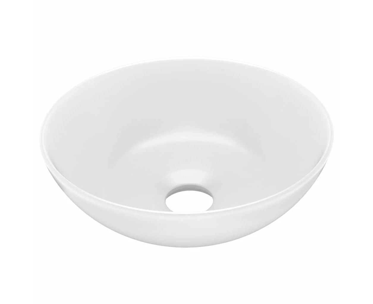 vidaXL Bathroom Sink Ceramic Matt White Round