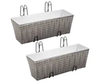 vidaXL Balcony Raised Beds 2 pcs 50 cm Grey Poly Rattan