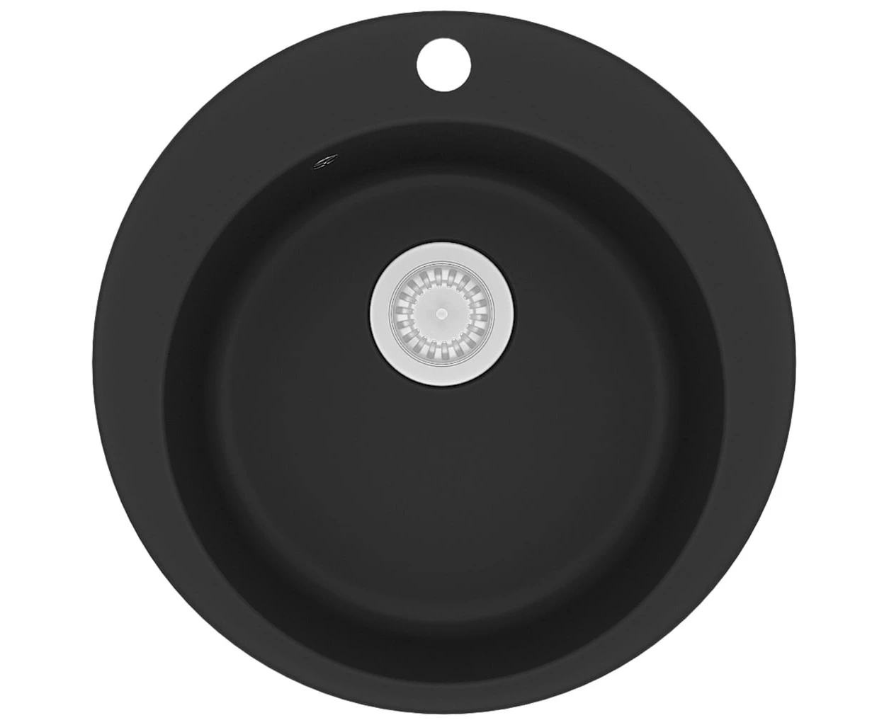 vidaXL Granite Kitchen Sink Single Basin Round Black