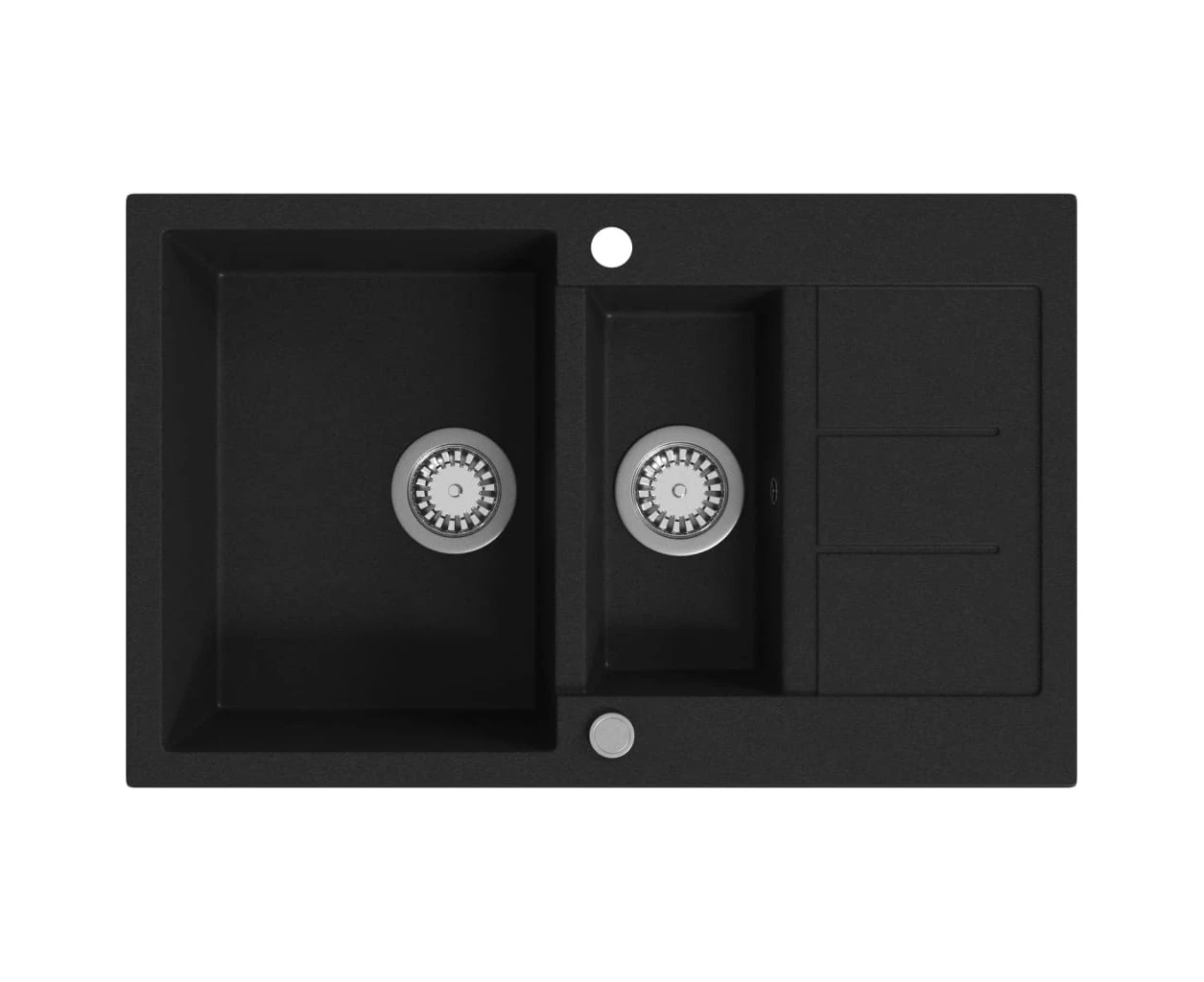 vidaXL Granite Kitchen Sink Double Basin Black