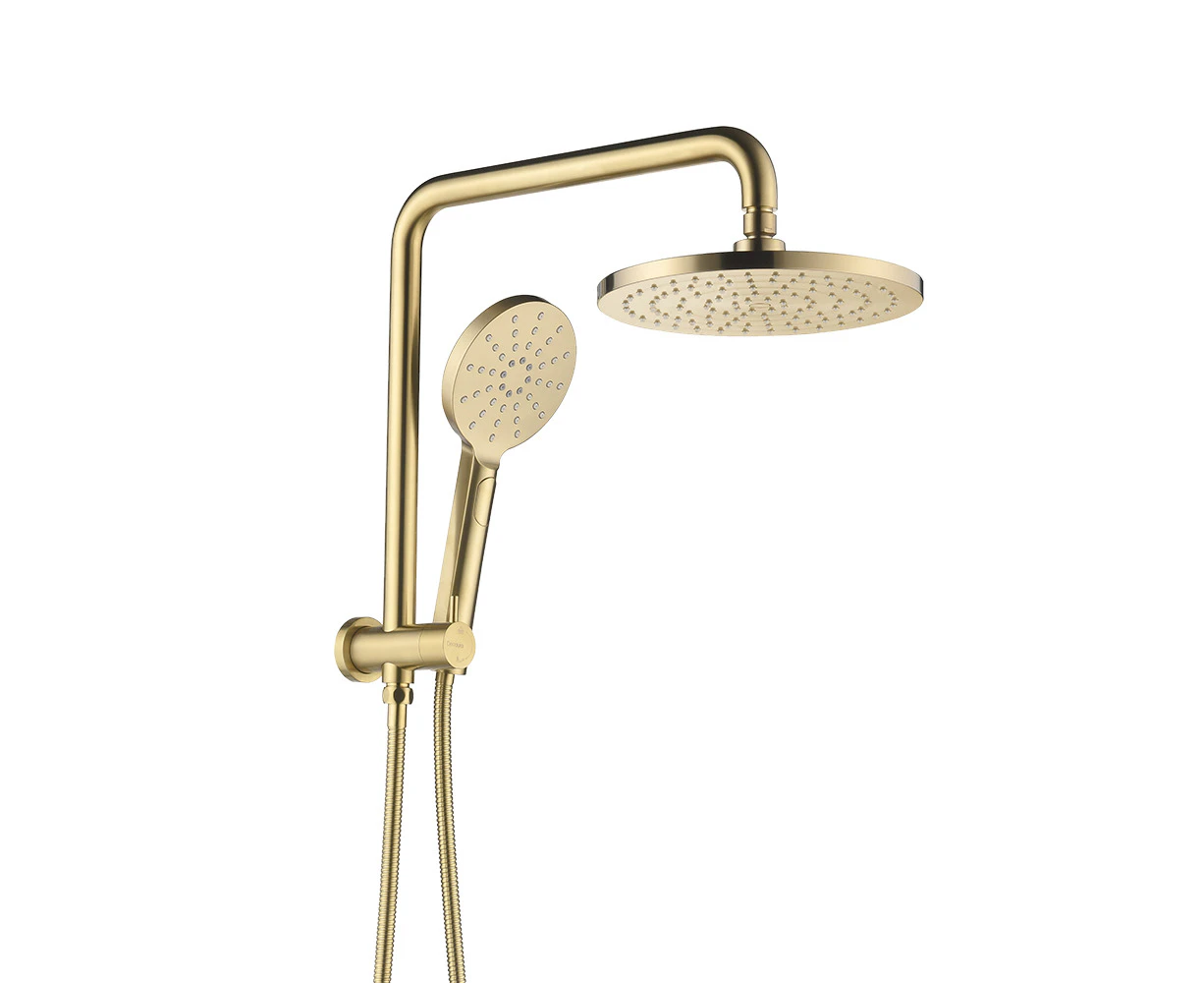 Decaura 9" Rain Shower Head Set Handheld Shower 2in1 Gooseneck Arm Brushed Gold