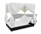 vidaXL Outdoor Lounge Bed with Curtains Poly Rattan Black