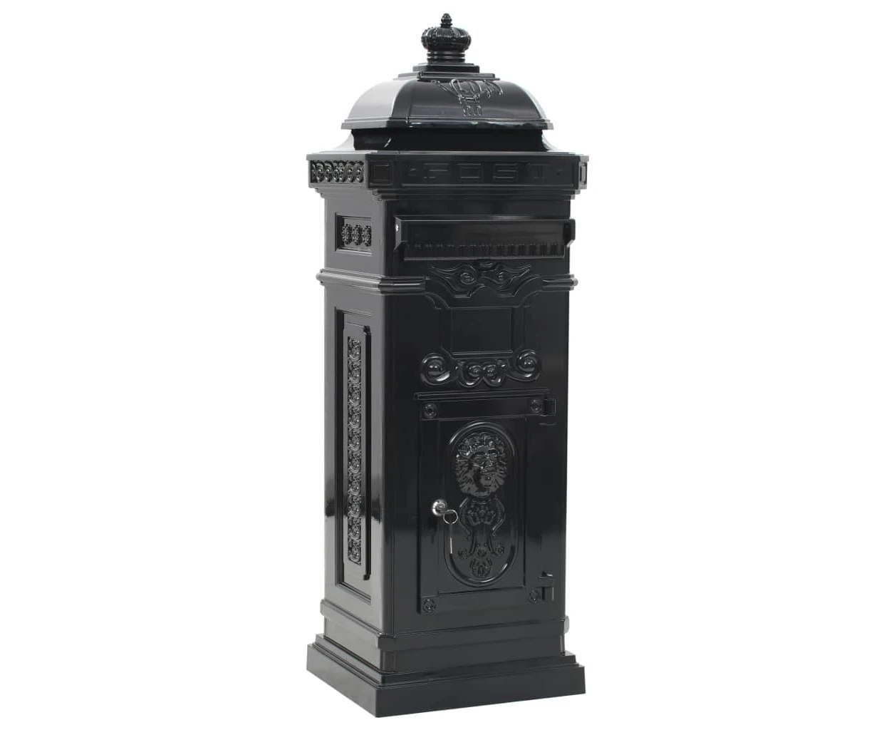 vidaXL Pillar Letterbox Aluminium Vintage Style Rustproof Black