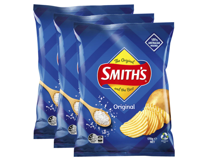 3 x Smith's Crinkle Cut Chips Original 170g