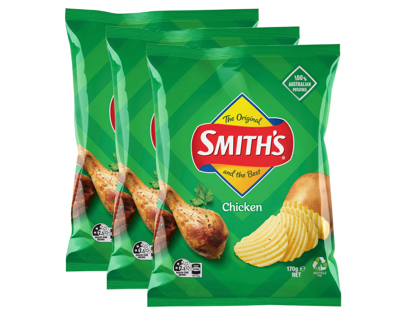 3 x Smiths Crinkle Cut Chips Chicken 170g