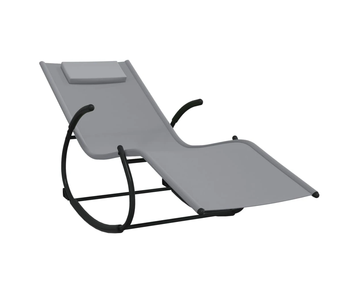 vidaXL Rocking Sun Lounger Grey Steel and Textilene