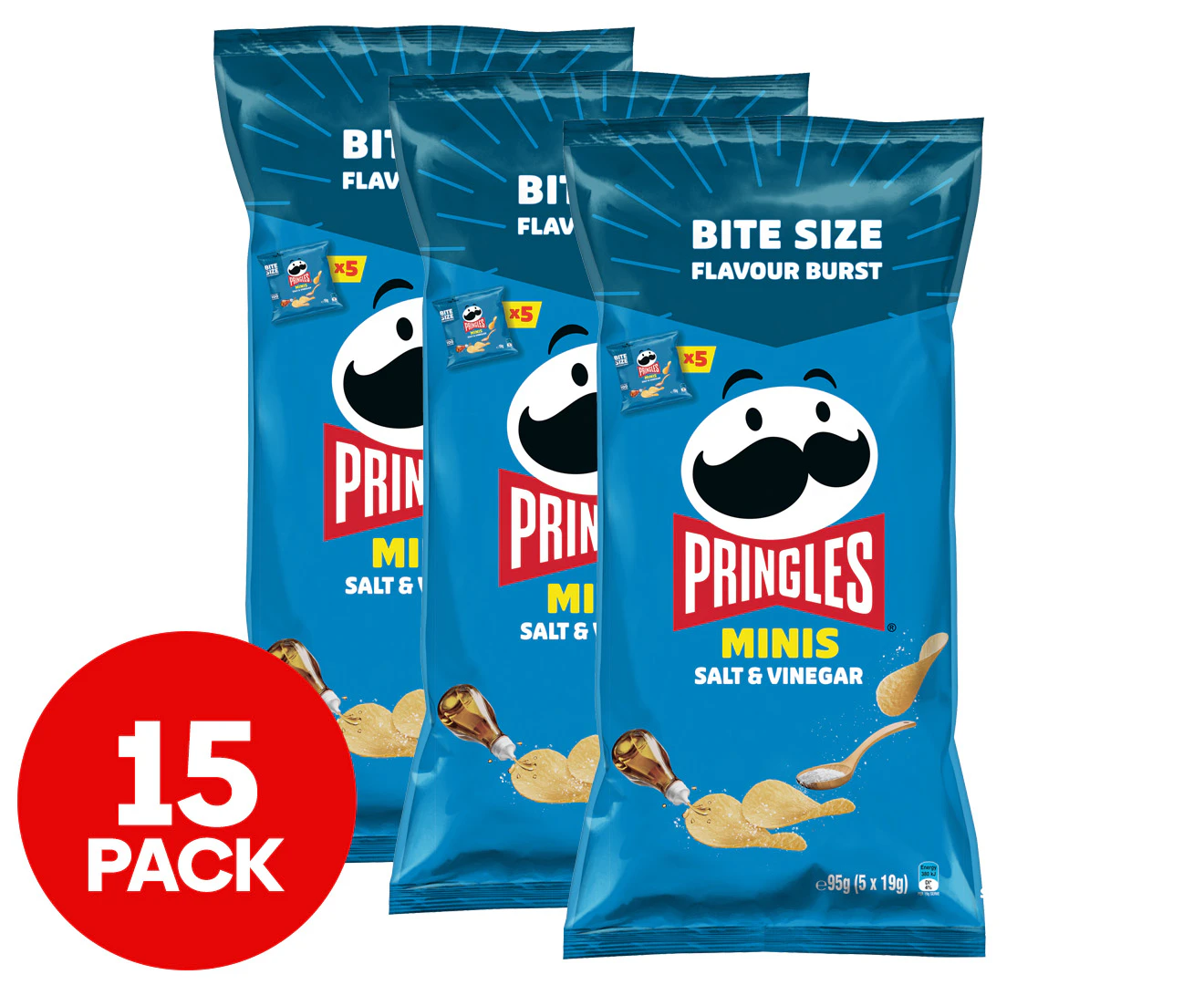 3 x 5pk Pringles Minis Salt & Vinegar 95g