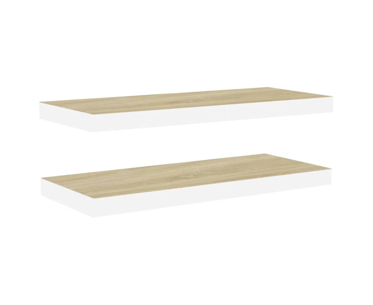 vidaXL Floating Wall Shelves 2 pcs Oak and White 80x23.5x3.8 cm MDF