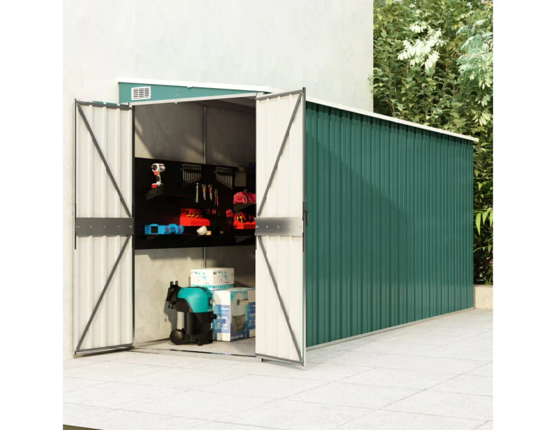 Wall-mounted Garden Shed Green 118x382x178 cm Galvanised Steel