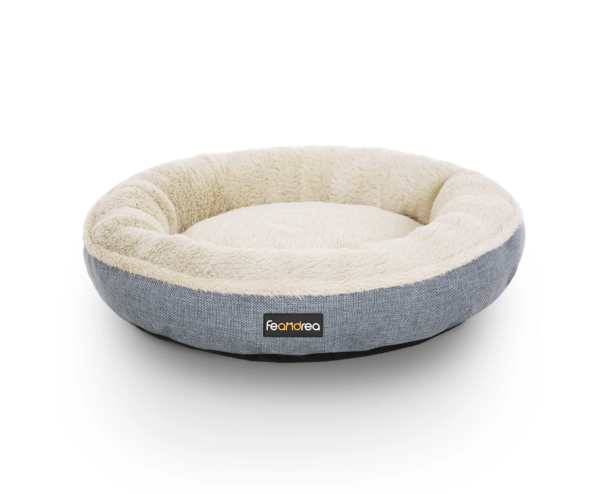 FEANDREA 55cm Dog Sofa Bed Round Shape Fabric Grey