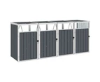 vidaXL Quadruple Garbage Bin Shed Grey 286x81x121 cm Steel