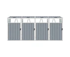 vidaXL Quadruple Garbage Bin Shed Grey 286x81x121 cm Steel