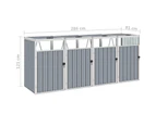 vidaXL Quadruple Garbage Bin Shed Grey 286x81x121 cm Steel