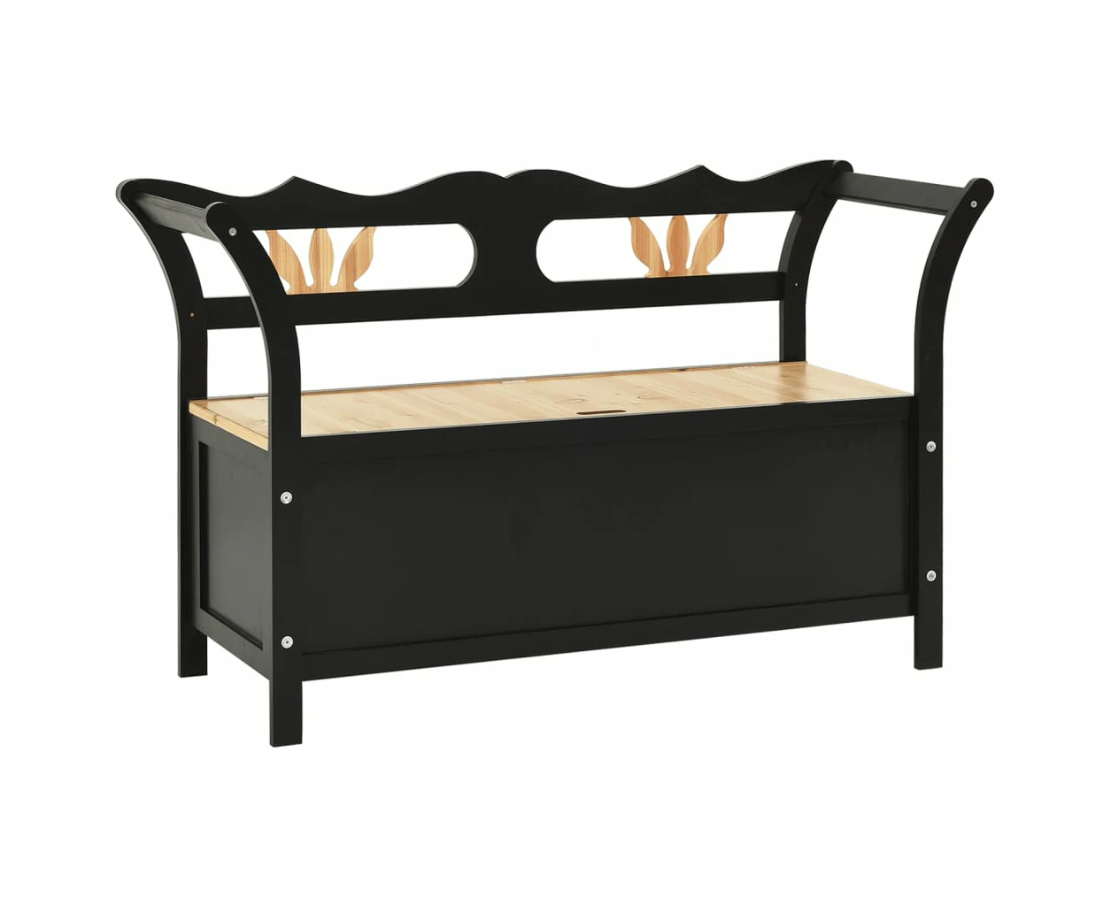 vidaXL Storage Bench 126 cm Black Solid Fir Wood