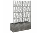 vidaXL Trellis Raised Bed with 3 Pots 83x30x130 cm Poly Rattan Grey