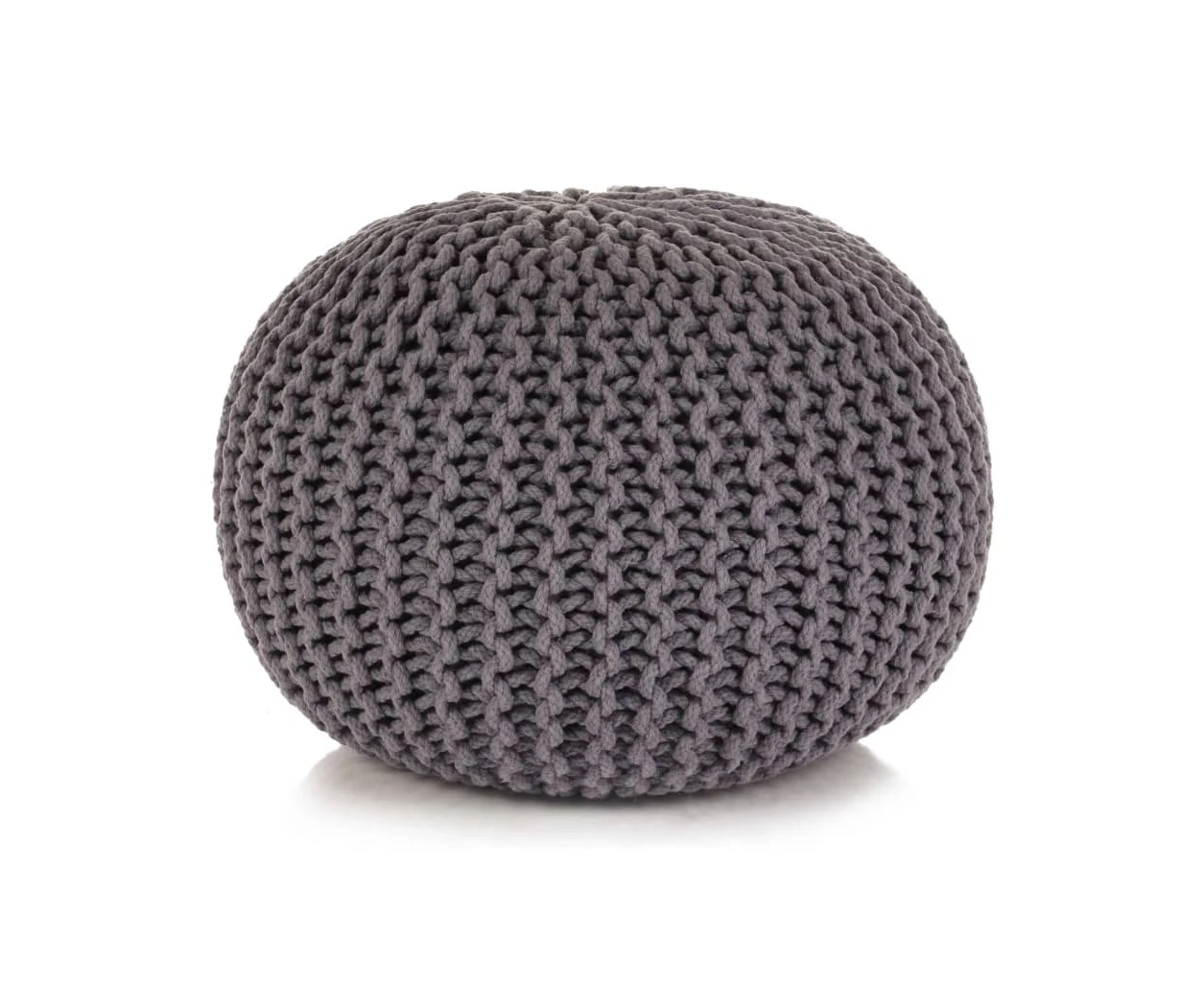 vidaXL Hand-Knitted Pouffe Cotton 50x35 cm Grey