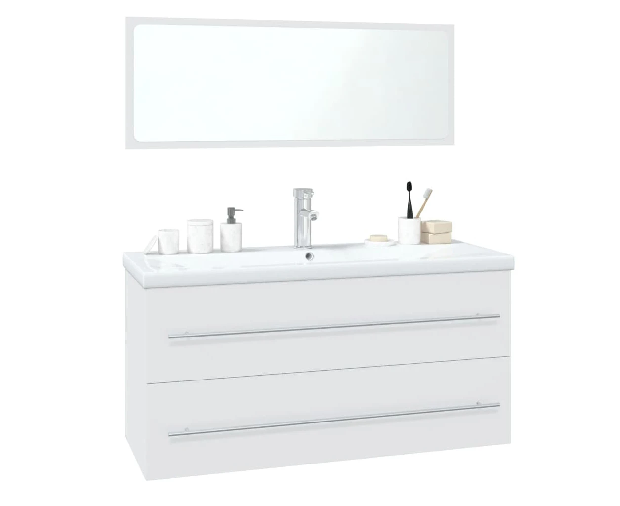 vidaXL Bathroom Furniture Set White Engineered Wood