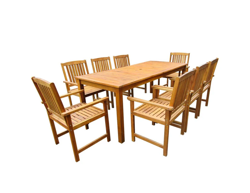 vidaXL 9 Piece Outdoor Dining Set Solid Acacia Wood