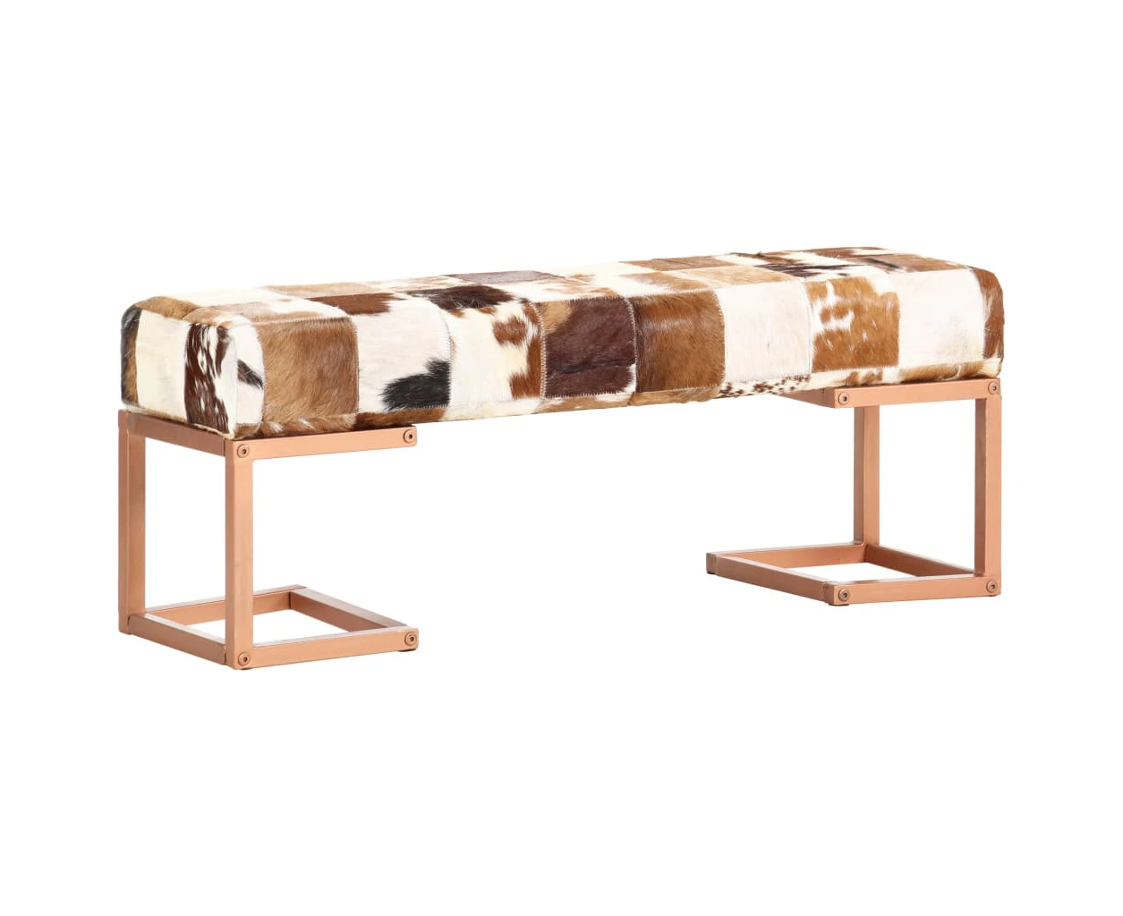 vidaXL Bench 110 cm Brown Patchwork Genuine Goat Leather