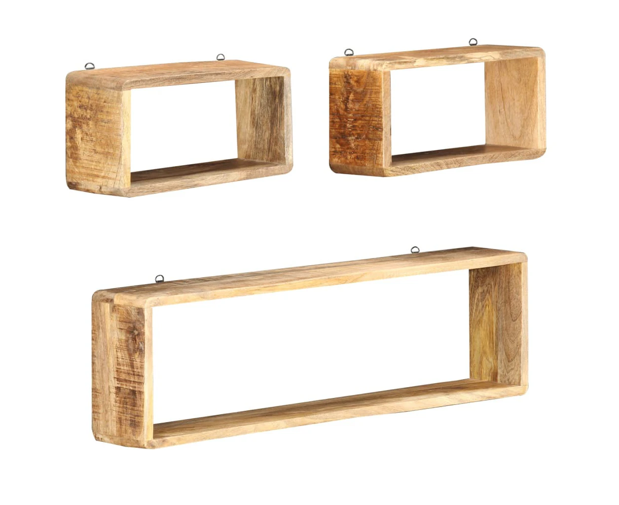 vidaXL 3 Piece Wall Cube Shelf Set Soild Mango Wood