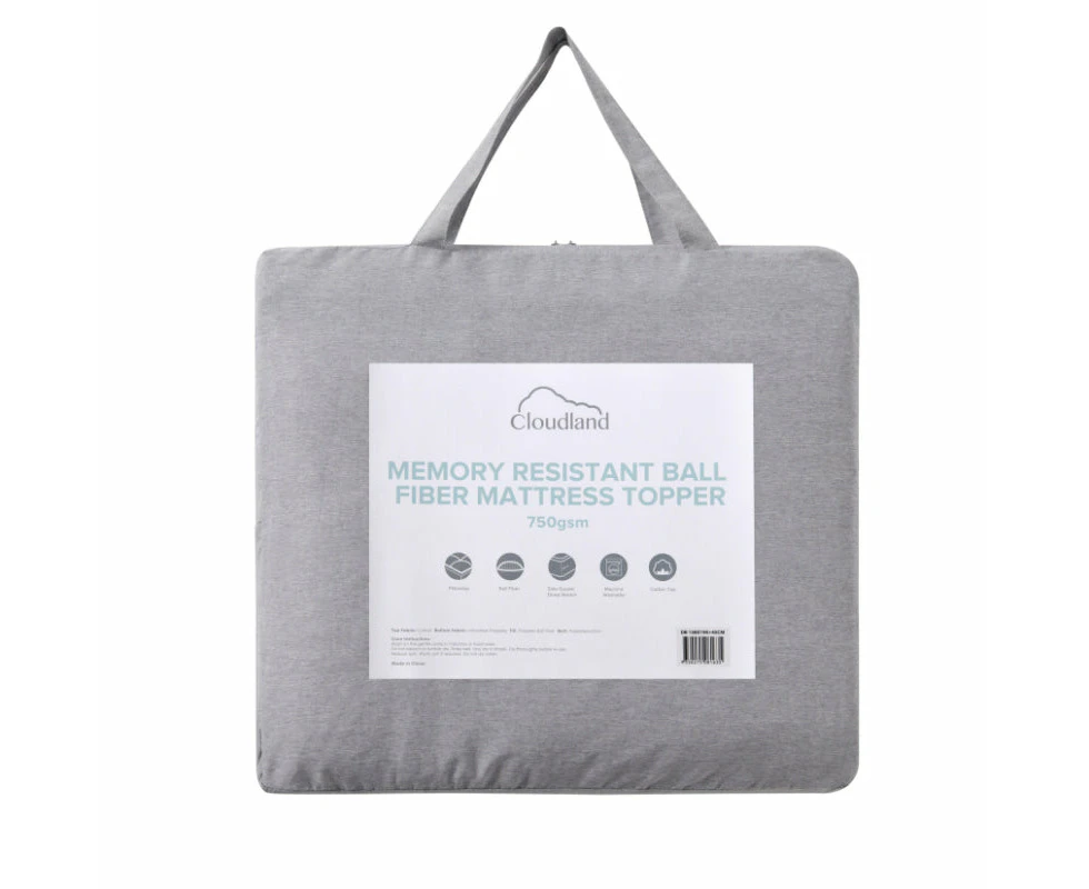 Cloudland Memory Resistant Microball Fill 750gsm Mattress Topper