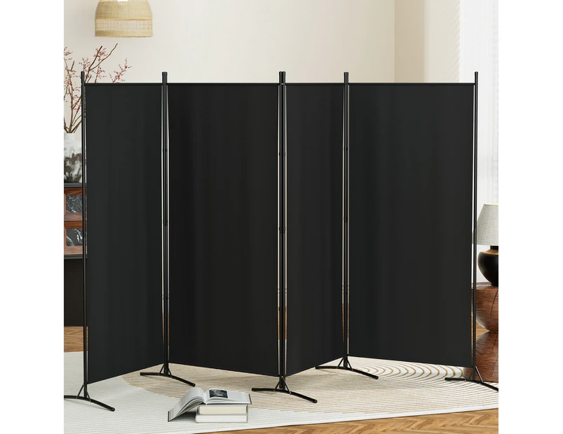 Artiss 4 Panel Room Divider Screen 345x180cm Fabric Black