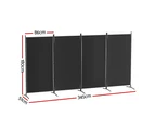 Artiss 4 Panel Room Divider Screen 345x180cm Fabric Black