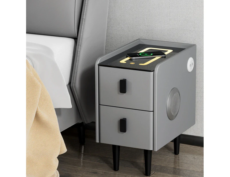 Artiss Smart Bedside Table with Wireless Charging - AIDA Grey