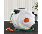 Green Fingers Water Hose Reel 20M Retractable Garden Brass Spray Gun Auto Rewind