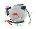 Green Fingers Water Hose Reel 20M Retractable Garden Brass Spray Gun Auto Rewind