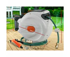 Green Fingers Water Hose Reel 20M Retractable Garden Brass Spray Gun Auto Rewind